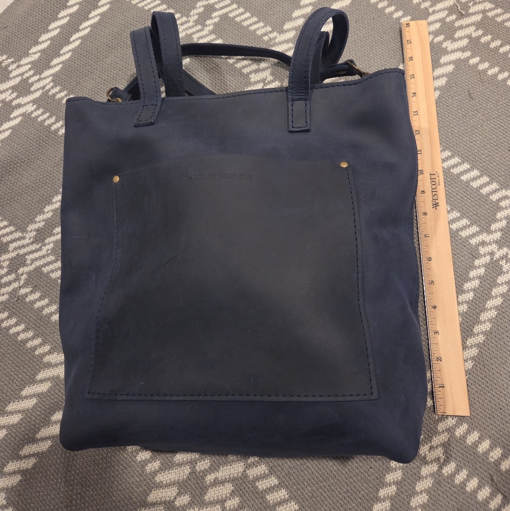Portland Leather Goods Navy Leather Messenger Bag-New Sat In Closet Since 2020